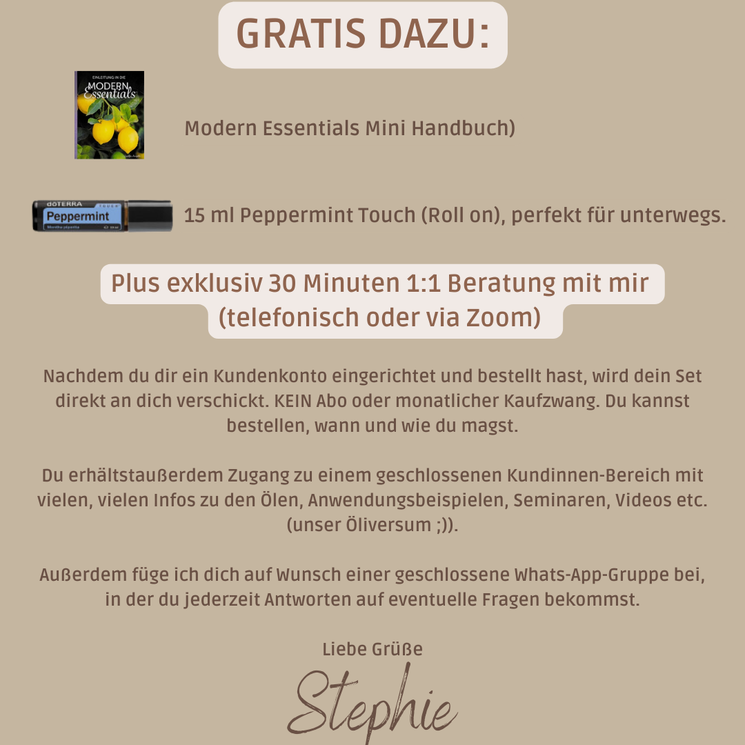 Nachdem du dir ein Kundenkonto eingerichtet und bestellt hast, wird dein Set direkt an dich verschickt. KEIN Abo oder monatlicher Kaufzwang. Du kannst bestellen, wann und wie du magst. Du erhältst (1)
